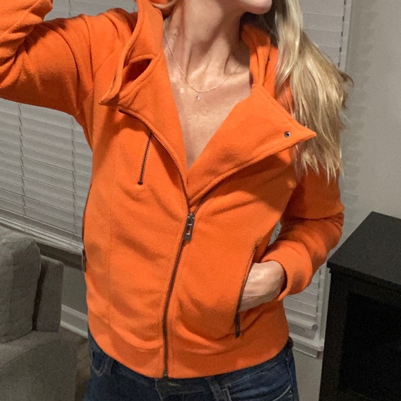 Orange Warm Fleece Moto Zip Jacket MEDIUM - Picture 2 of 11